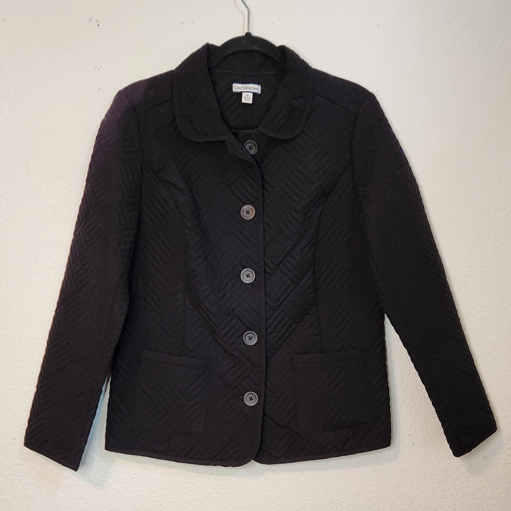 NWT Croft & Barrow Black Quilted Button-Up Jacket, Size M